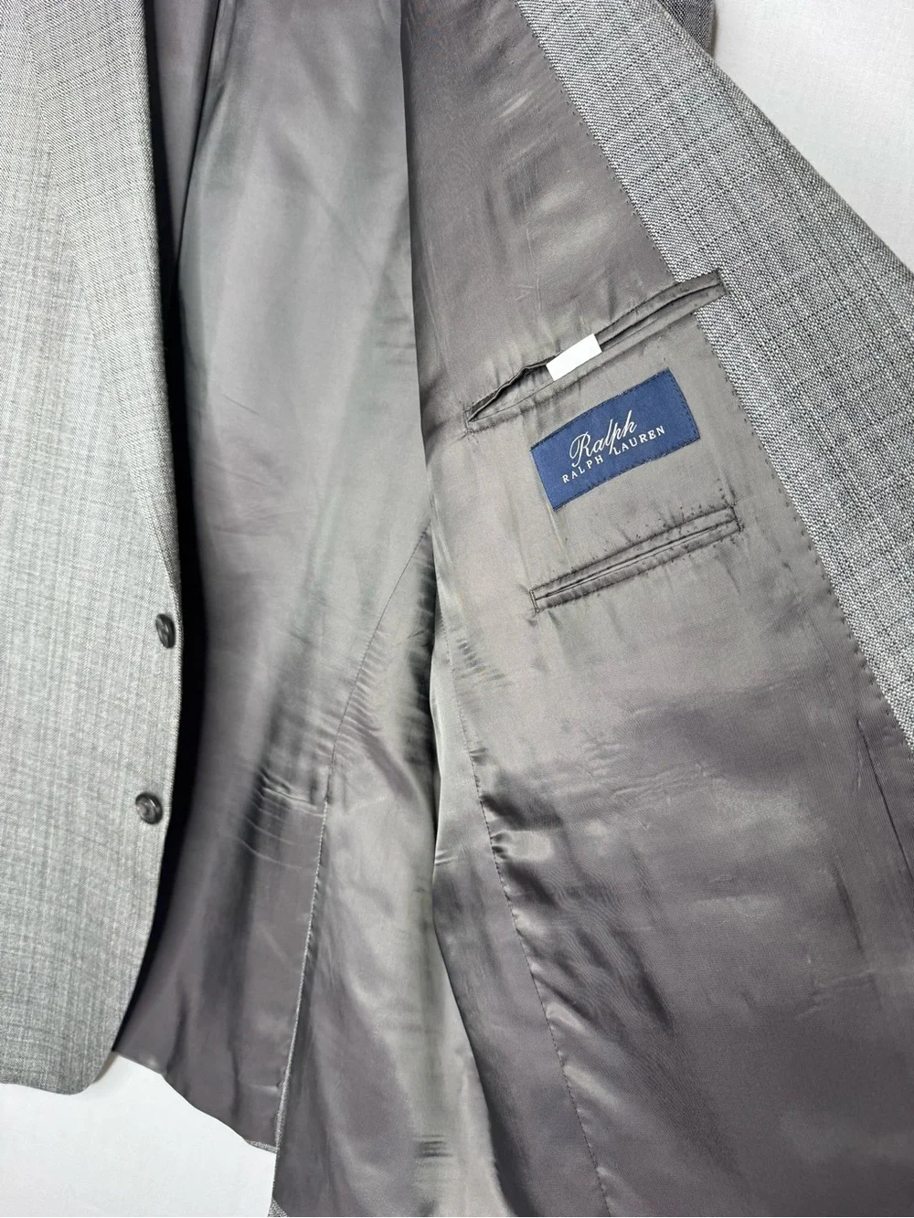 Ralph Lauren Mens Silk Wool Suit Coat Blazer 46R Gray Tonal Subtle Windowpane